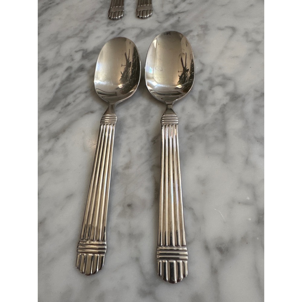 Wallace Silver Chardonnay Stainless Teaspoons Set of 2 Ribbed Glossy 18/10